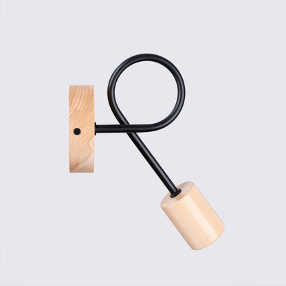 EMBER design wandlamp zwart/naturel hout