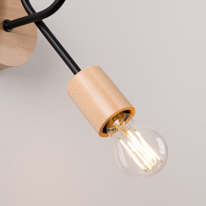 EMBER design wandlamp zwart/naturel hout