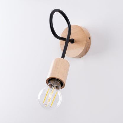 EMBER design wandlamp zwart/naturel hout
