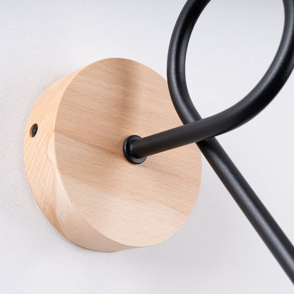 EMBER design wandlamp zwart/naturel hout