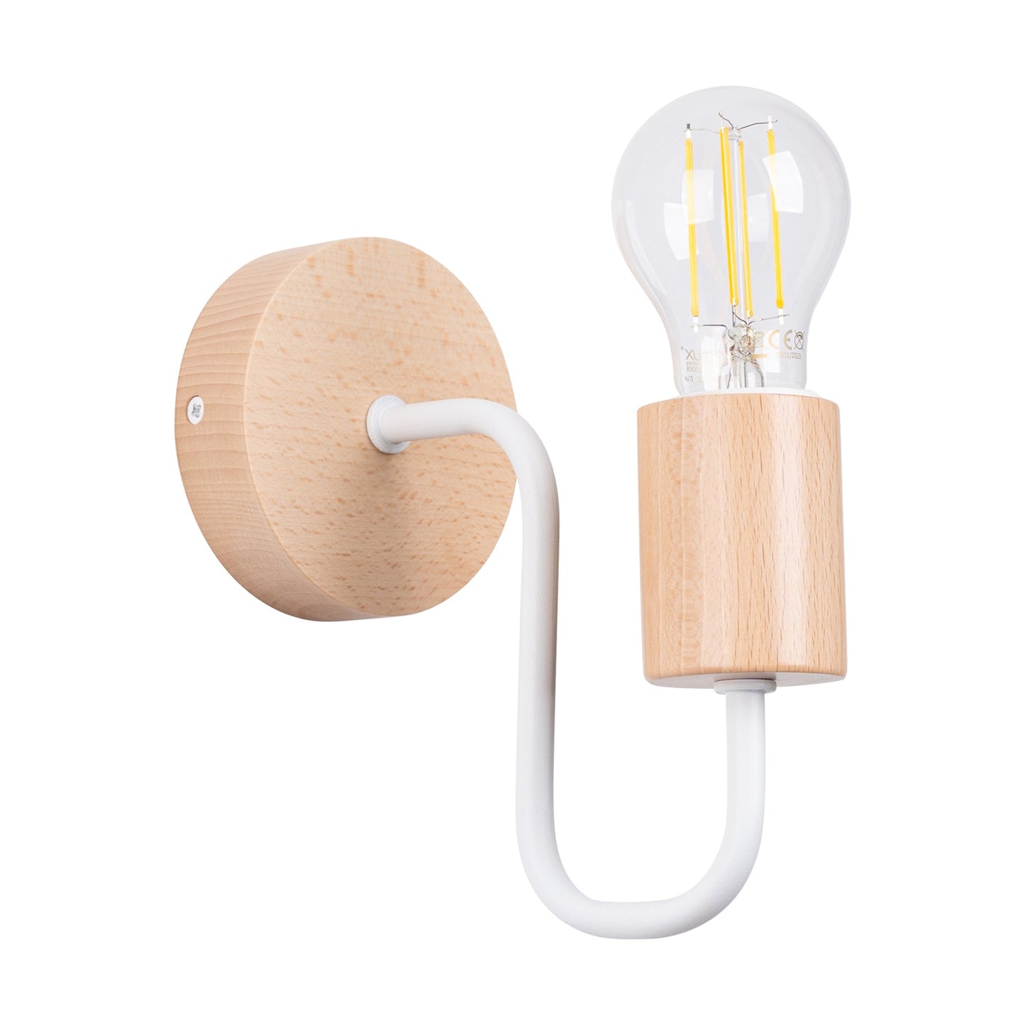 TIMBO geometrische wandlamp wit/naturel hout