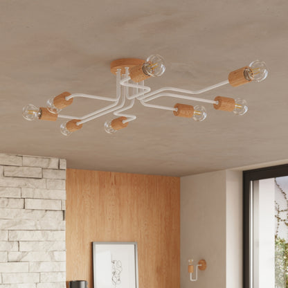 TIMBO geometrische wandlamp wit/naturel hout