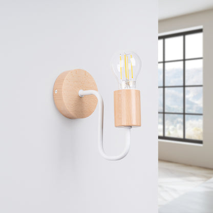 TIMBO geometrische wandlamp wit/naturel hout