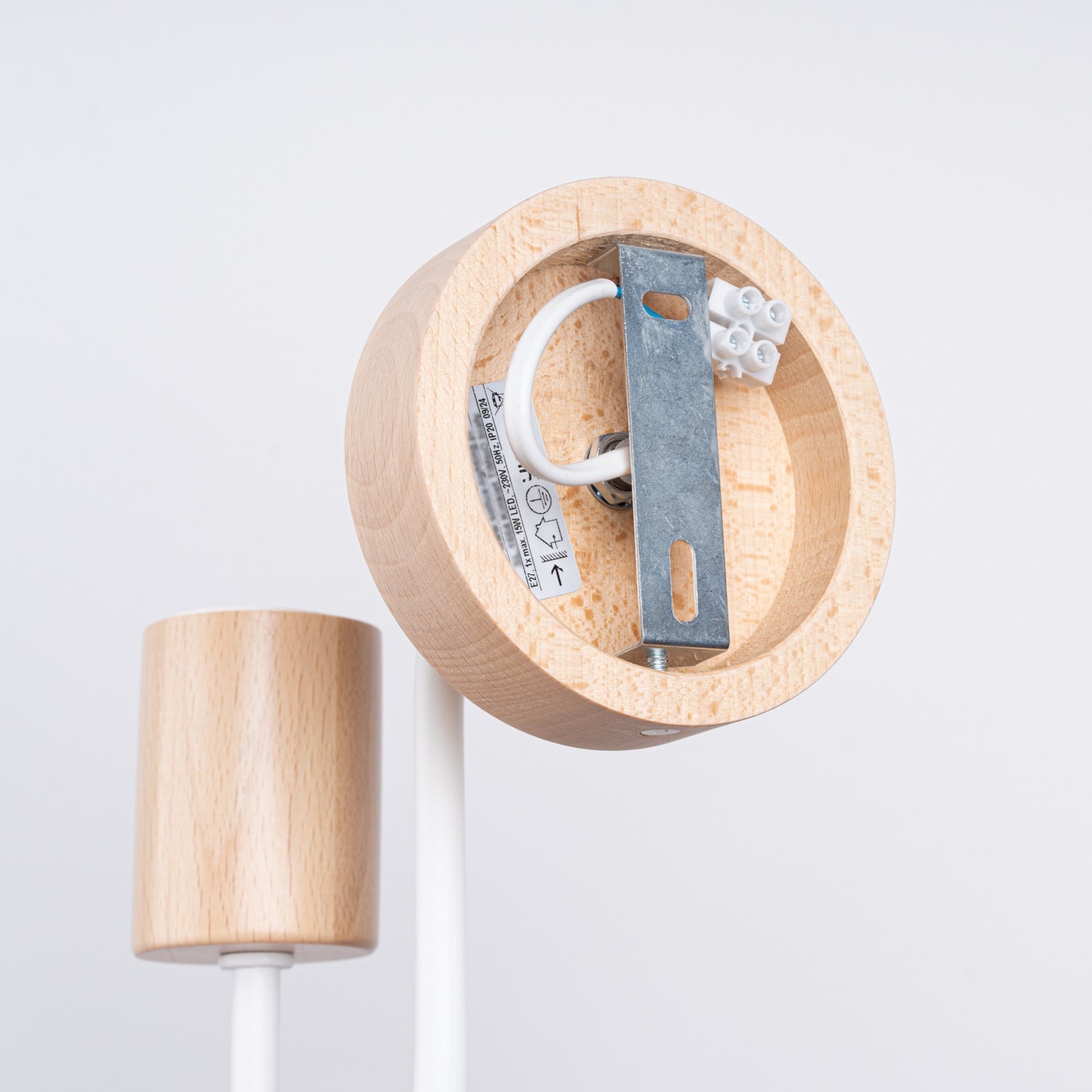 TIMBO geometrische wandlamp wit/naturel hout