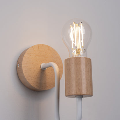 TIMBO geometrische wandlamp wit/naturel hout
