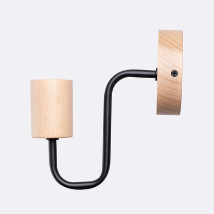 TIMBO geometrische wandlamp zwart/naturel hout