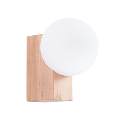 BULBO cilindrische wandlamp naturel hout/wit