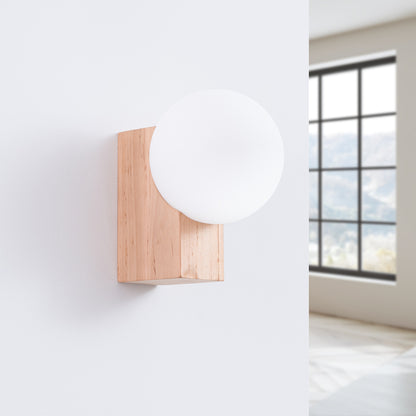 BULBO cilindrische wandlamp naturel hout/wit