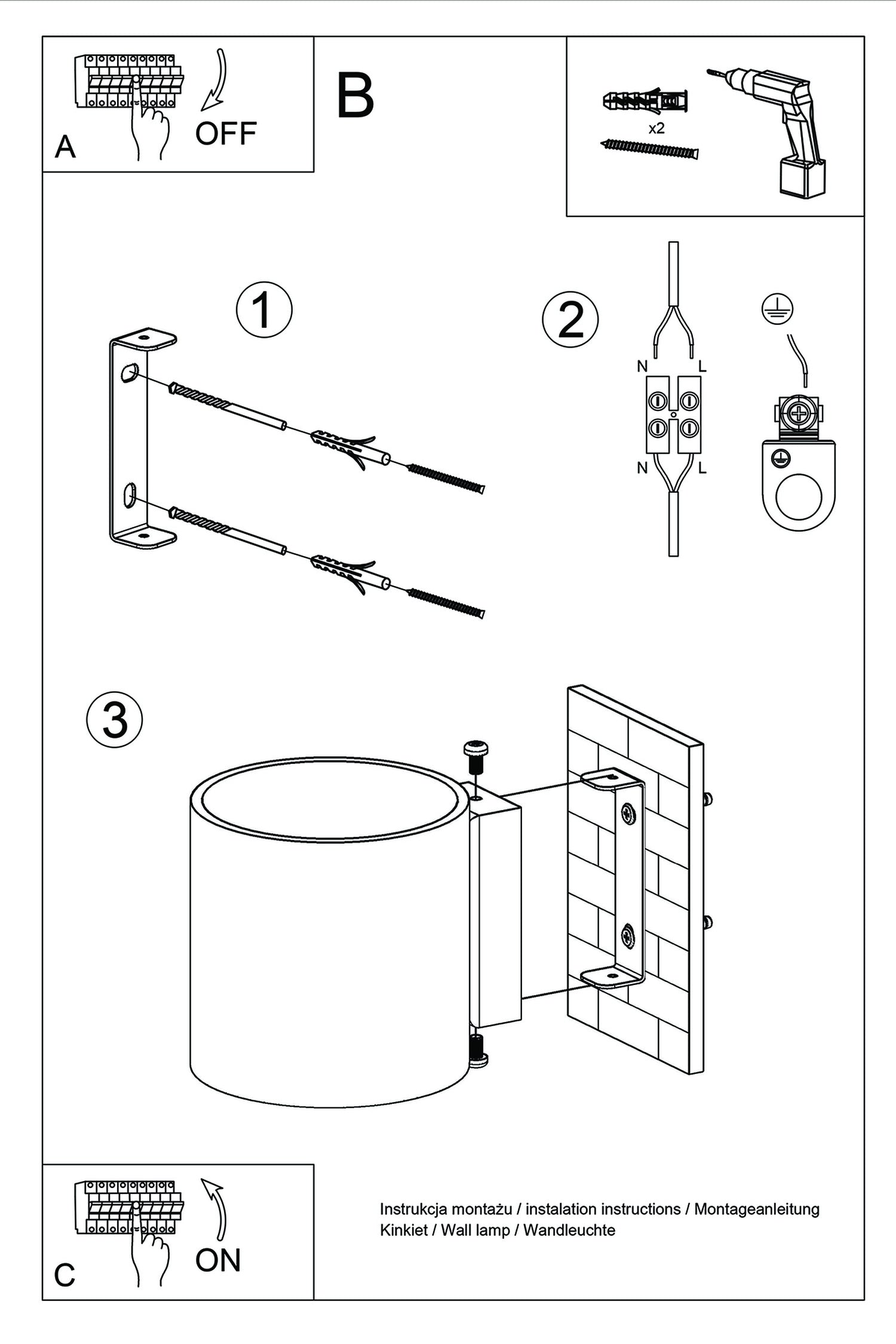 ORBIS wandlamp beton olijfgroen