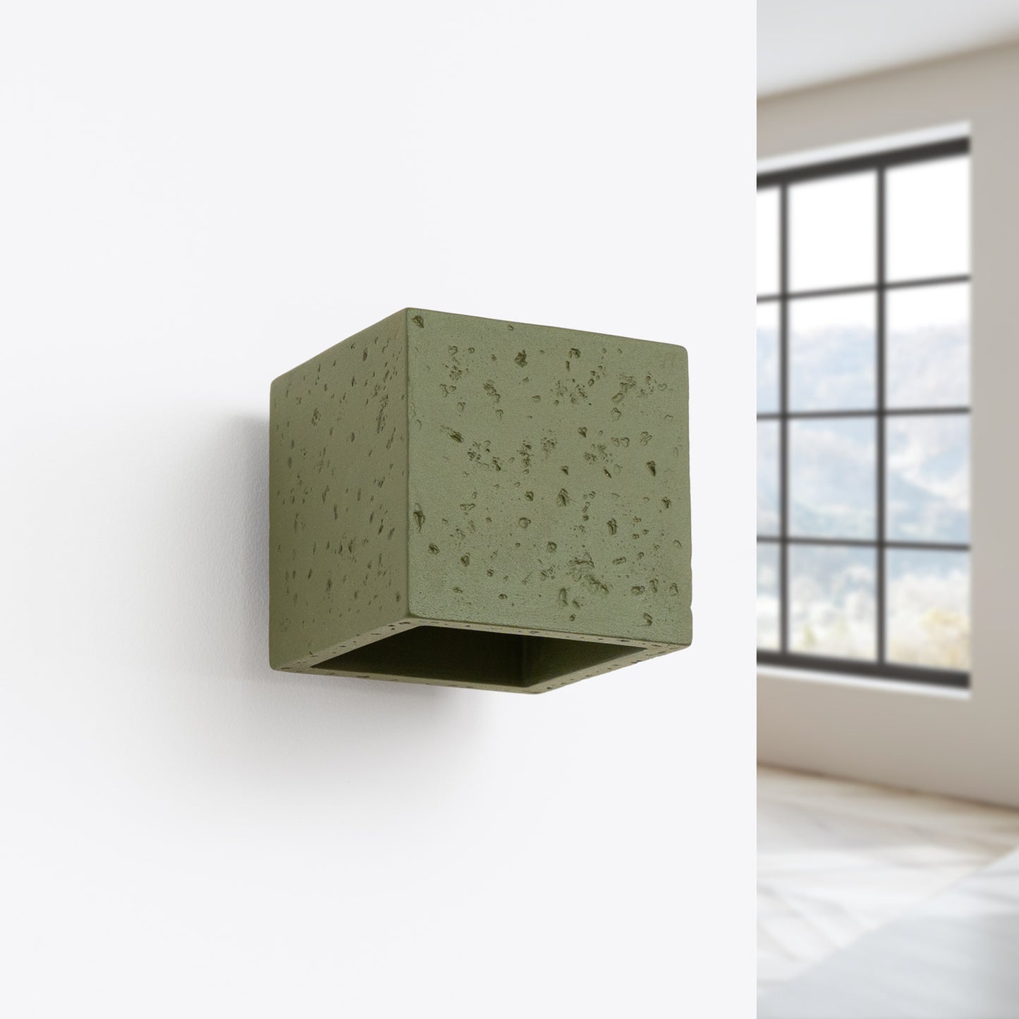 QUAD wandlamp beton olijfgroen