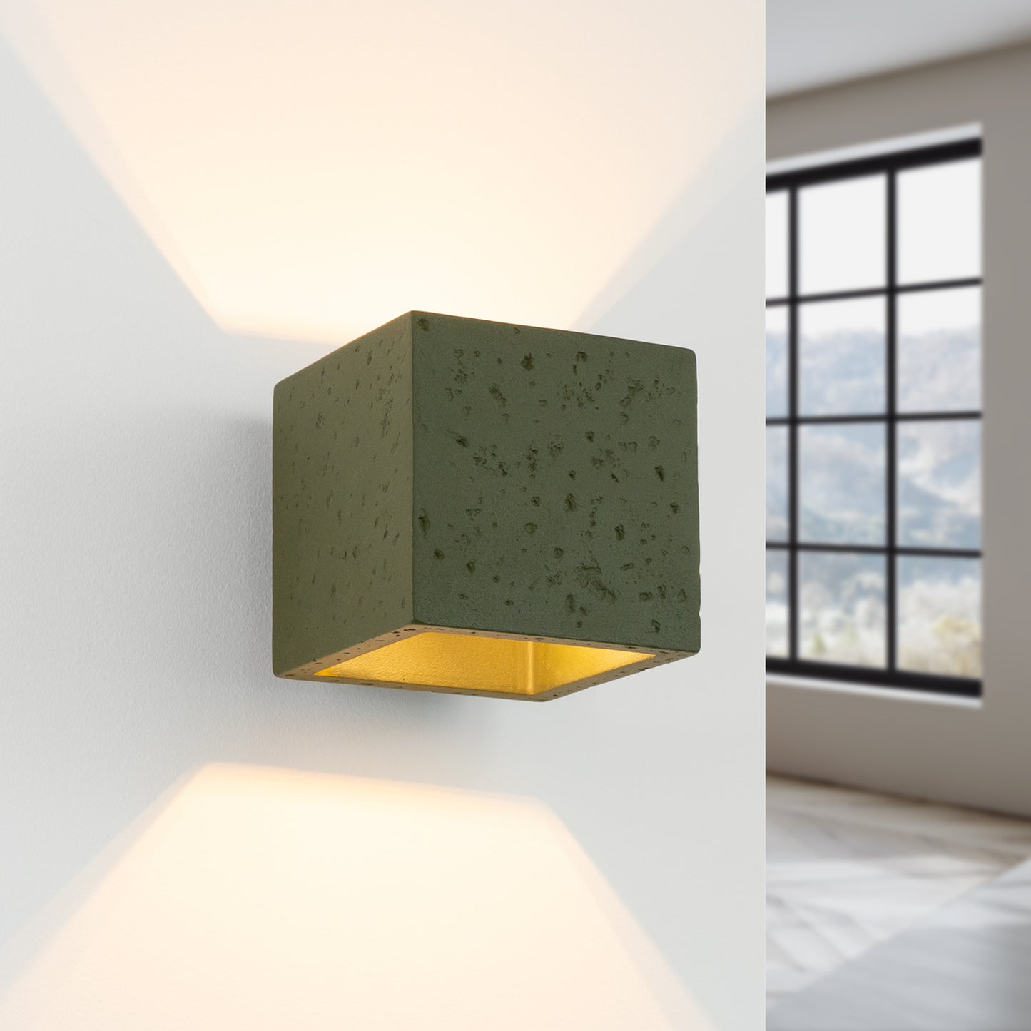 QUAD wandlamp beton olijfgroen