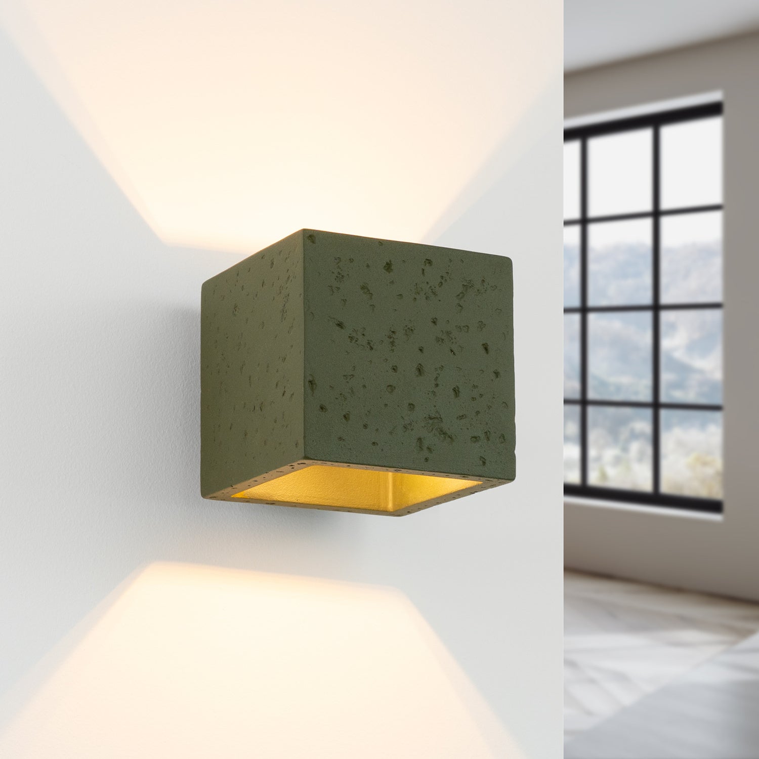 QUAD wandlamp beton olijfgroen