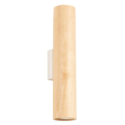 LINO cilindrische wandlamp naturel hout/wit