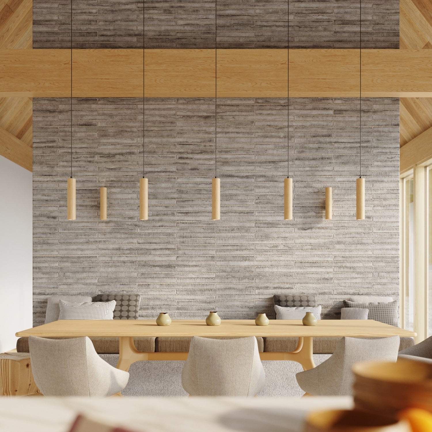 LINO cilindrische wandlamp naturel hout/wit