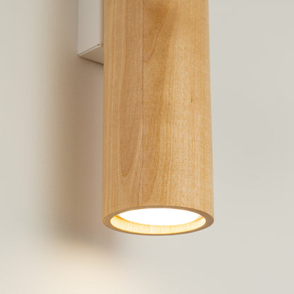 LINO cilindrische wandlamp naturel hout/wit