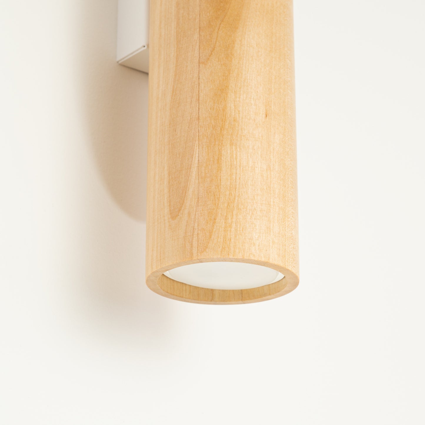 LINO cilindrische wandlamp naturel hout/wit