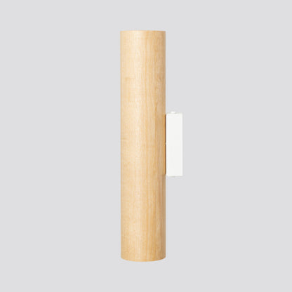 LINO cilindrische wandlamp naturel hout/wit
