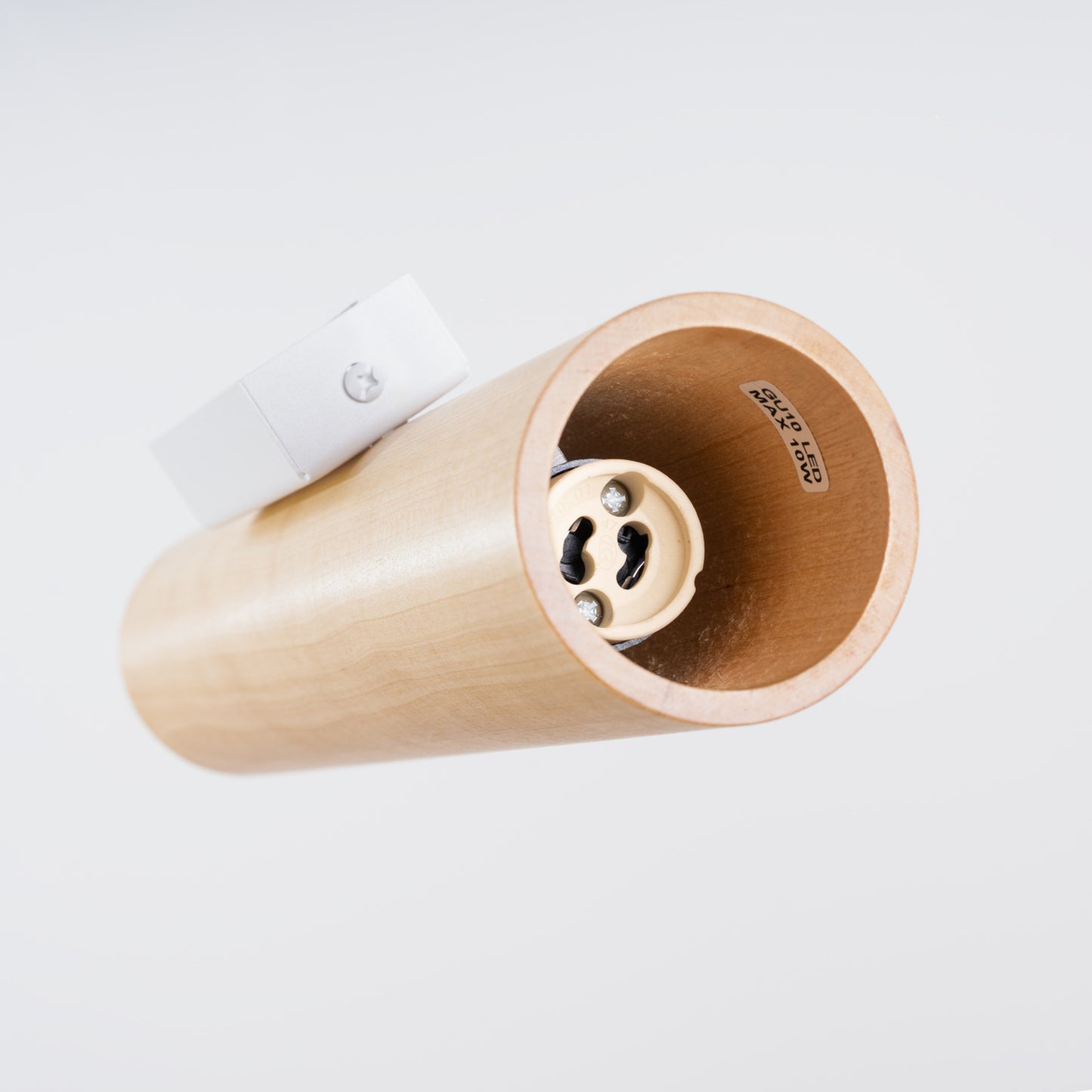 LINO cilindrische wandlamp naturel hout/wit