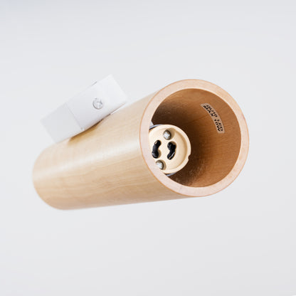 LINO cilindrische wandlamp naturel hout/wit