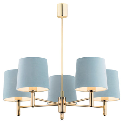 Ponte hanglamp Blauw-donkermessing 5-lichts