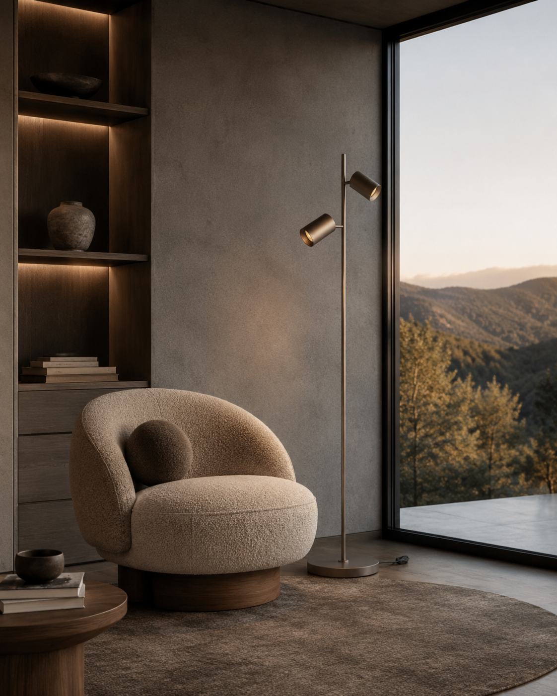 MEGANO 2-lichts | vloerlamp | 2× GU10 | 150 cm | champagne of zwart