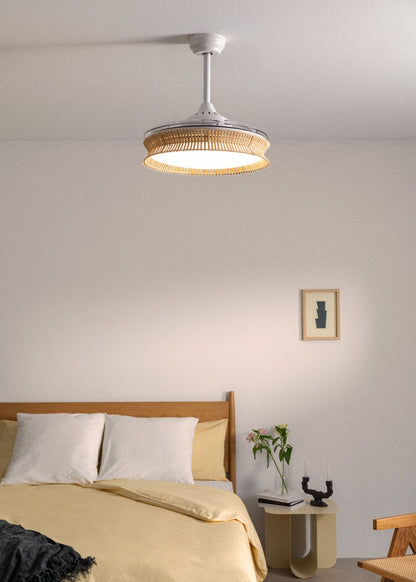 Clarotan | rotan plafondventilator met intrekbare bladen | DC 40W | Ø108 cm