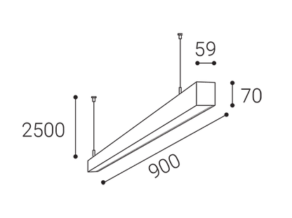 LED2 NOLI II P-Z lineaire hanglamp - afmetingen