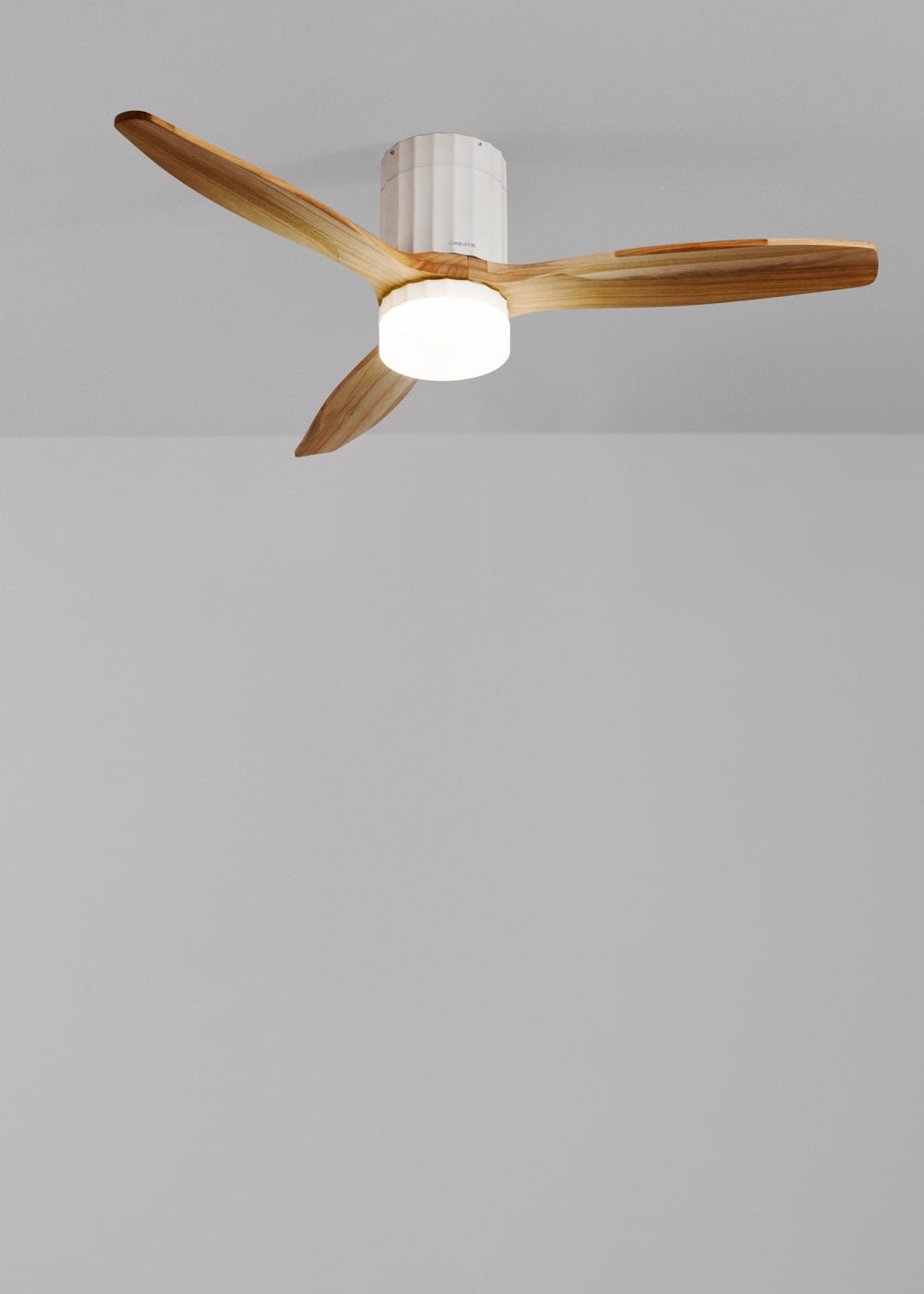 Linavo plafondventilator wit / licht hout
