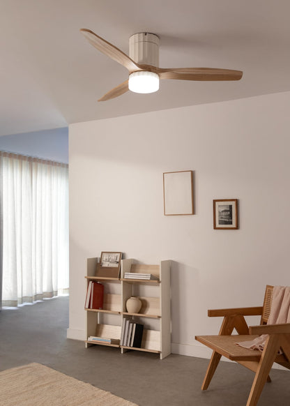 Linavo plafondventilator wit / licht hout