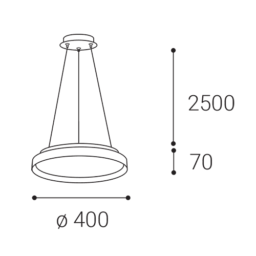 LED2 MOON P/N-Z hanglamp - afmetingen