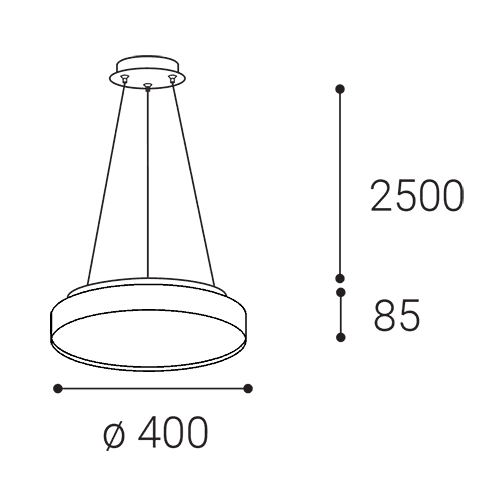 LED2 TORO P/N-Z hanglamp - afmetingen