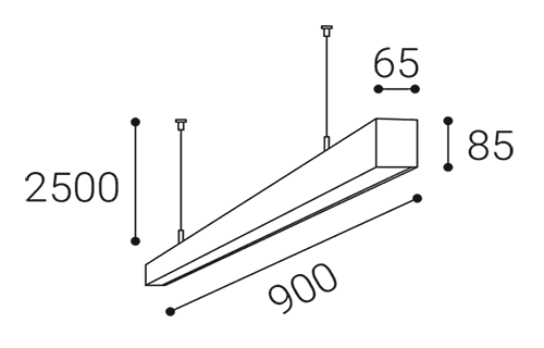 LED2 LINO II P-Z lineaire hanglamp - afmetingen