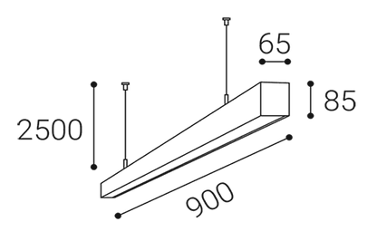 LED2 LINO II P-Z lineaire hanglamp - afmetingen