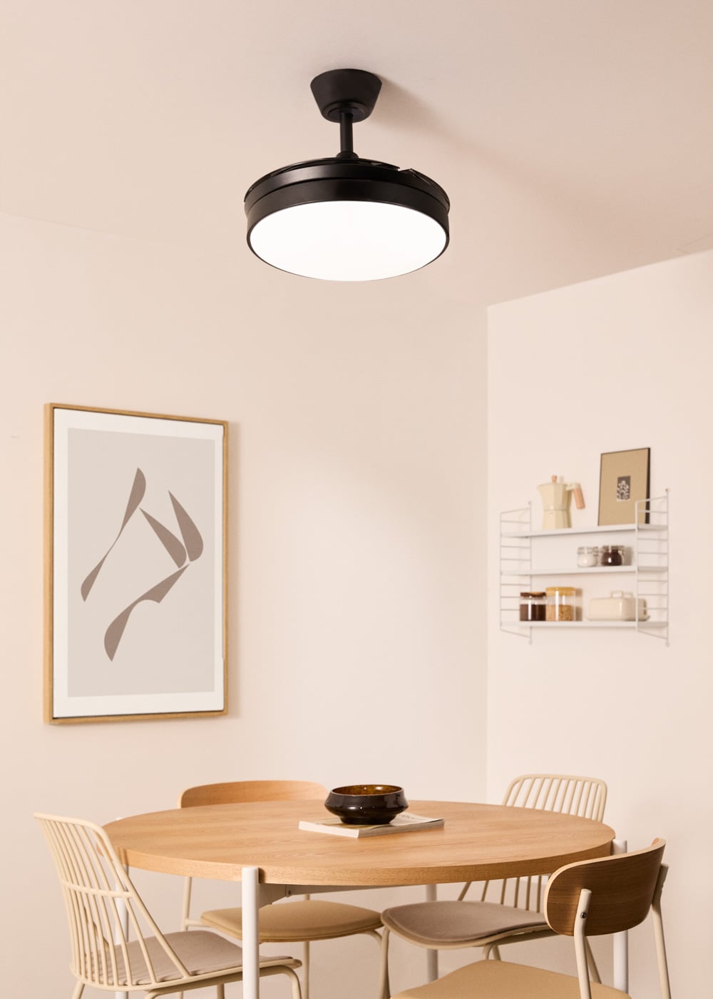Clarivo | plafondventilator met intrekbare bladen | DC 40W | LED | Ø91 of Ø108 cm