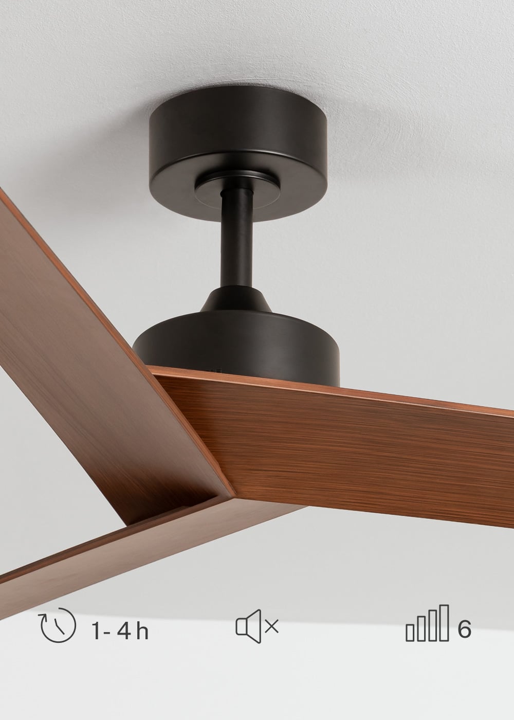 Sharpavo | plafondventilator zonder lamp | DC 40W | Ø132 cm | zwart donker hout