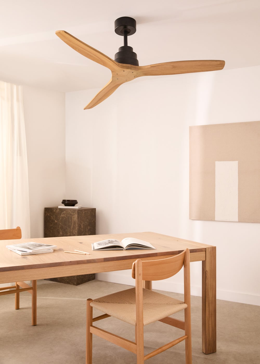 Lignaro plafondventilator zwart / licht hout