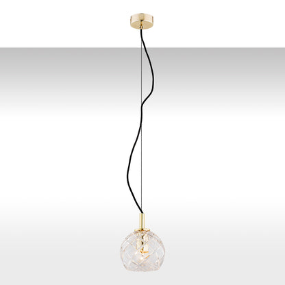 Oviedo hanglamp Transparant-messing klein 1-lichts