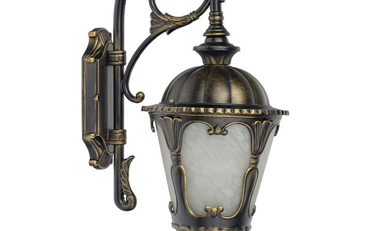Tybaro | E27 Classic Outdoor Wall Light | IP44 Black-Gold