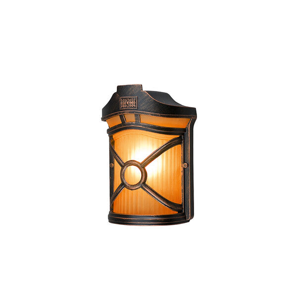 Donaro klassieke buitenwandlamp zwart-koper sfeerbeeld gevel