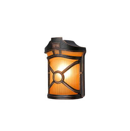 Donaro klassieke buitenwandlamp zwart-koper sfeerbeeld gevel