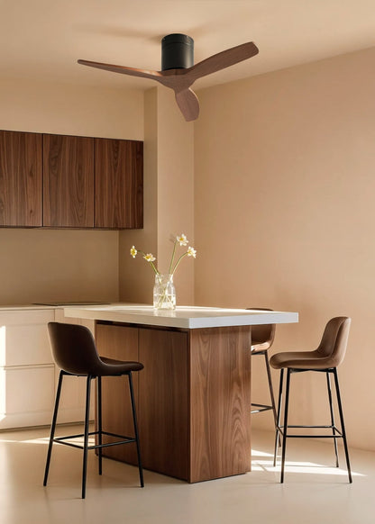 Calmivo plafondventilator zwart met donker houtlook