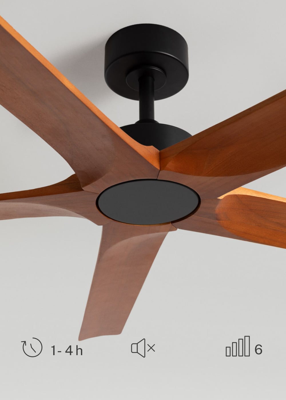 Robusavo | XL/XXL plafondventilator zonder lamp | 100% hout | DC 40W | Ø165 of Ø183 cm
