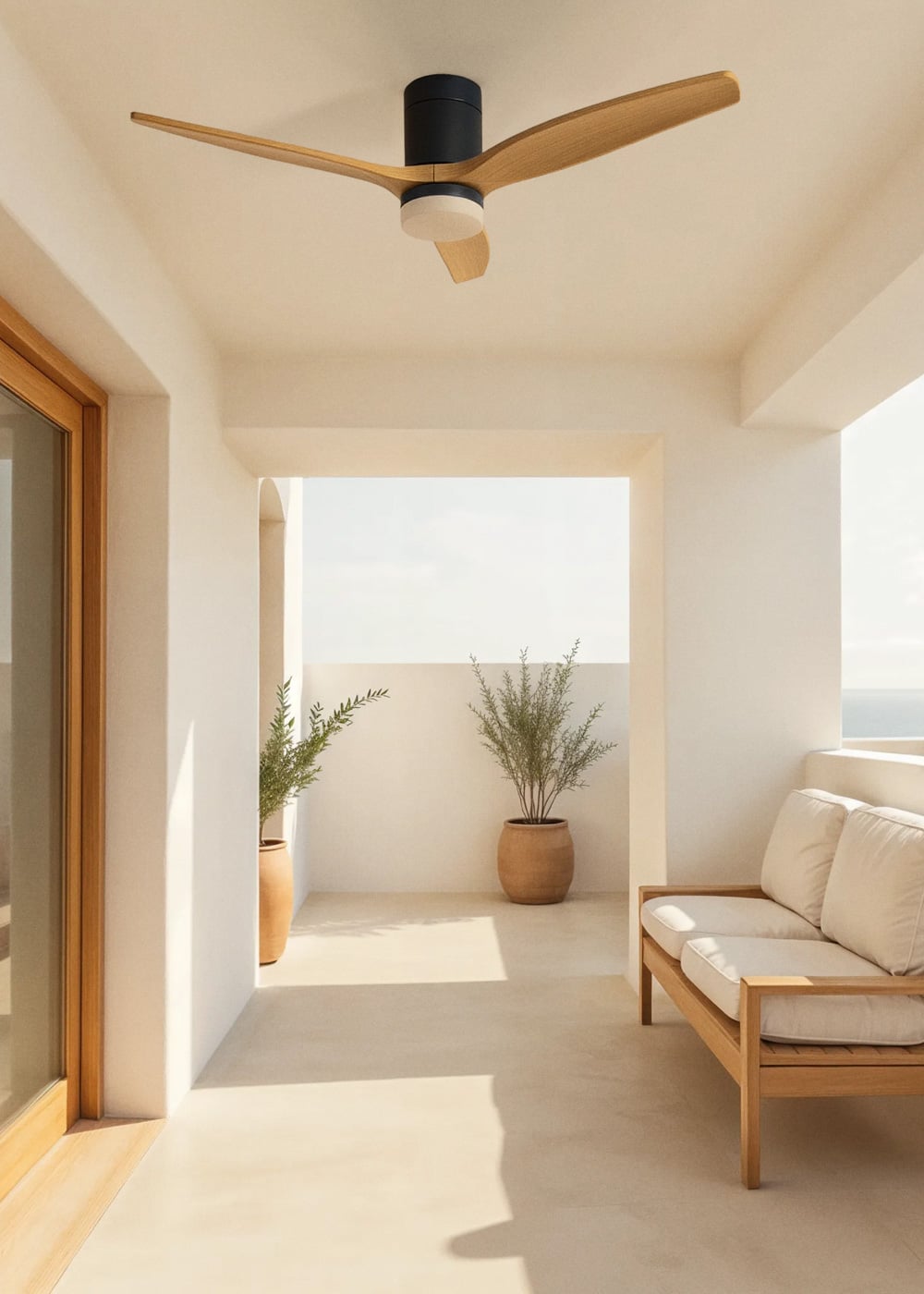 Calmivo plafondventilator zwart met licht houtlook