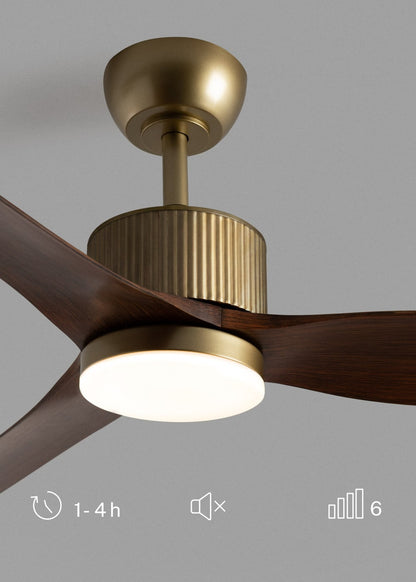 Astorivo | plafondventilator goud & donker hout | DC 43W | LED | Ø132 cm