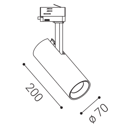 LED2 MATRIX 2 3-fase railspot - afmetingen