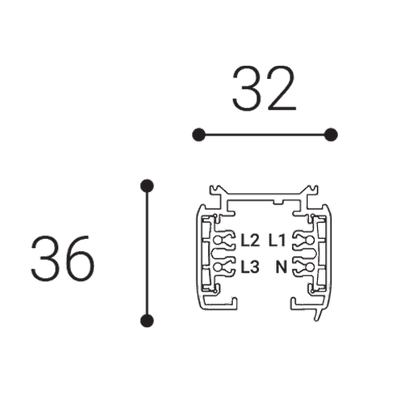 ECO TRACK 3-Fase Rail 230V - afmetingen