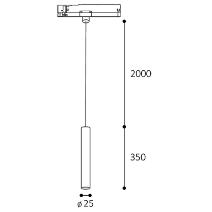 LED2 TRACK MIKY SLIM 3-fase hangende railspot - afmetingen