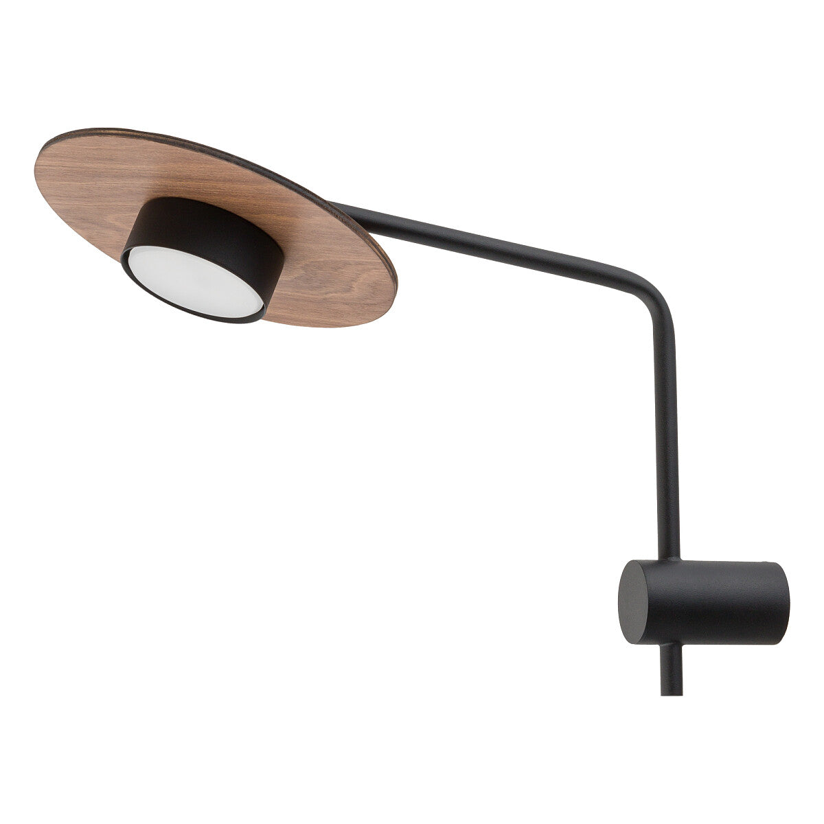 DISK I | wandlamp | lange arm | hout en zwart