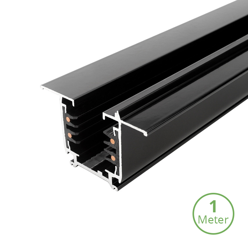 Inbouw 3-fase stroomrail 100 cm zwart