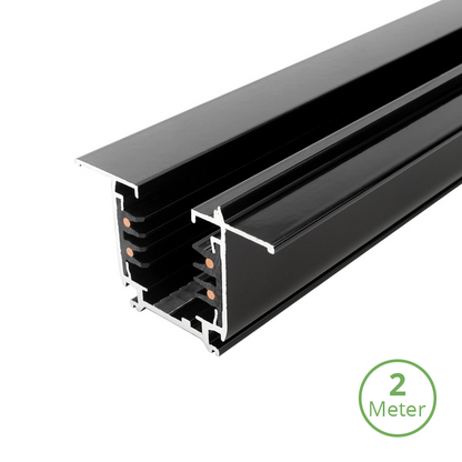 Inbouw 3-fase stroomrail 200 cm zwart